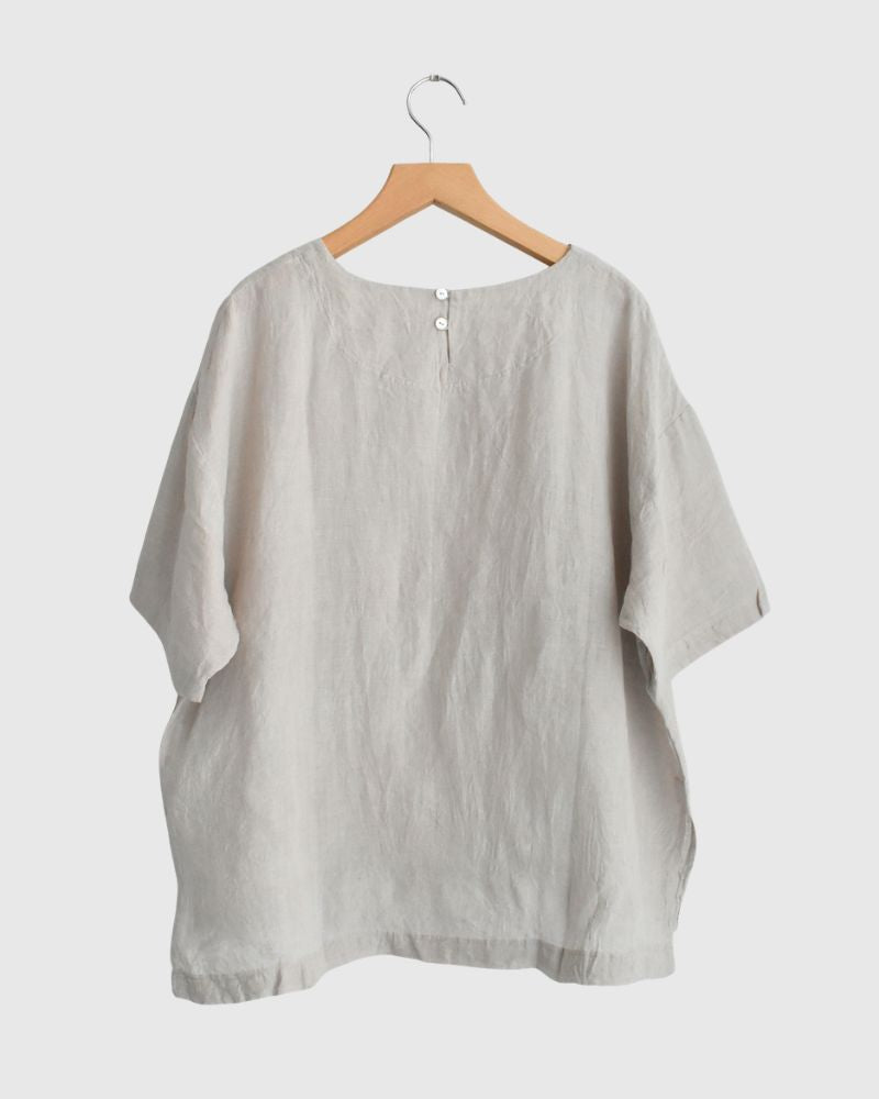 Handwoven 60x60 Linen Pullover Shirt in LightGray