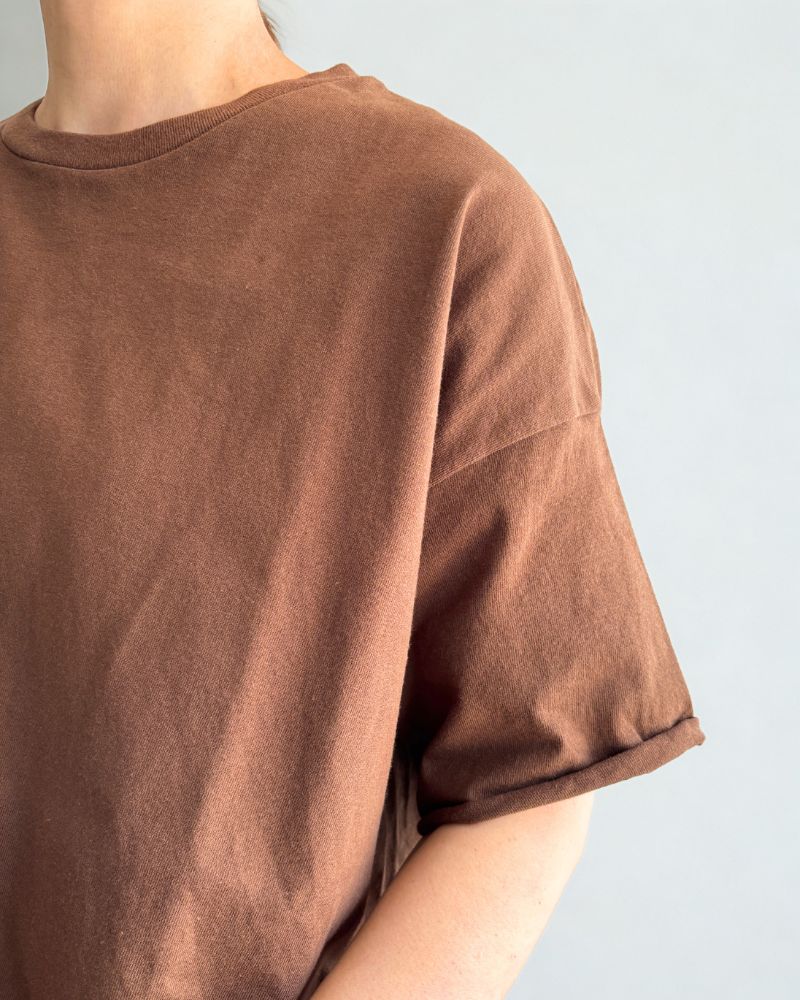 Cutoff Drawstring Tee in Brown