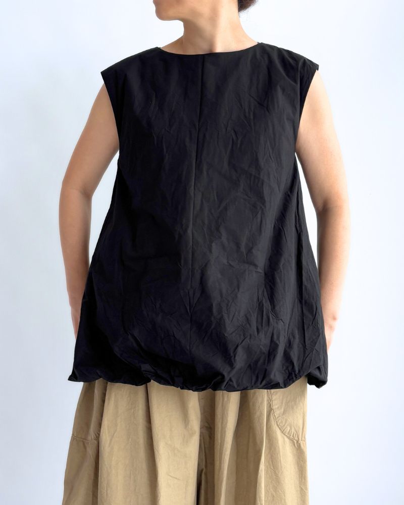Cotton Balloon Tunic in Black