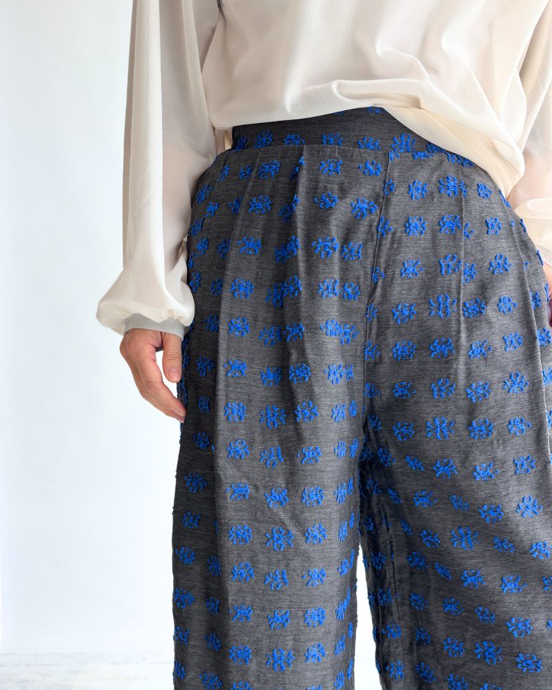 Jacquard Wide Pants in Charcoal