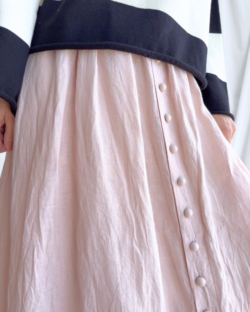 French Linen Skirt in Pink