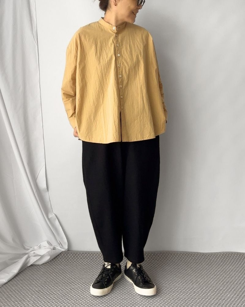 BAND COLLAR BIG SHIRT in Mustard