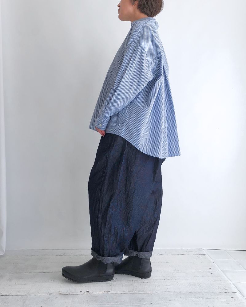 Regular Collar Big Shirt in Sax/Navy