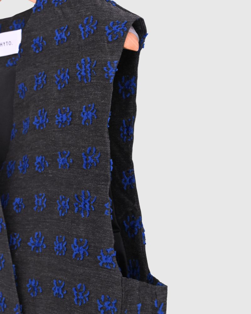 Jacquard Asymmetry Vest in Charcoal