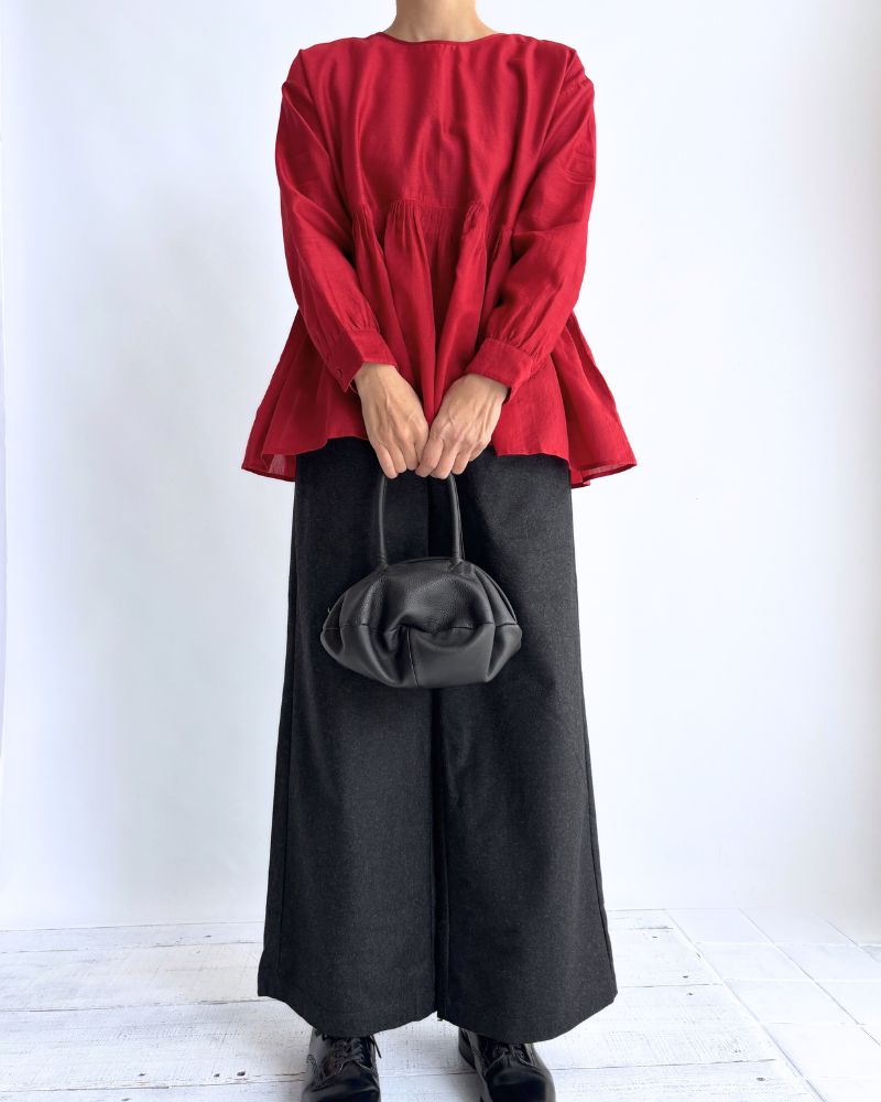 RAHASTHAN TUCK GATHERED PULLOVER in Red