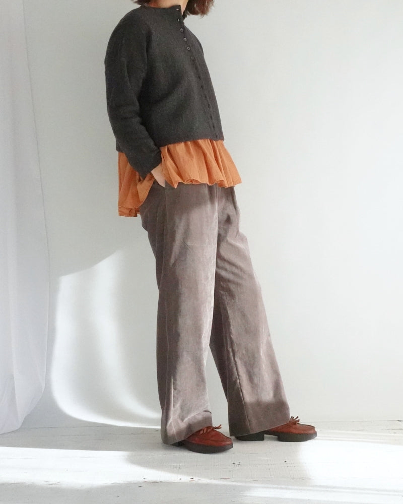 Bottleneck Boiled Wool Knit in Brown
