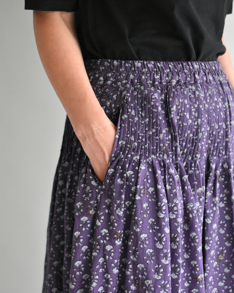 Rajasthan Tuck Gathered Skirt with Lining in Purple