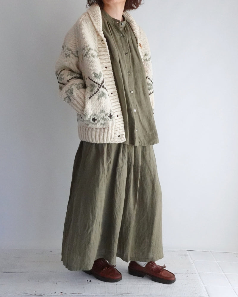 Wool Hand Knit Cardigan in White