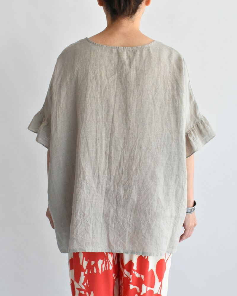 Frill Top Blouse in Natural