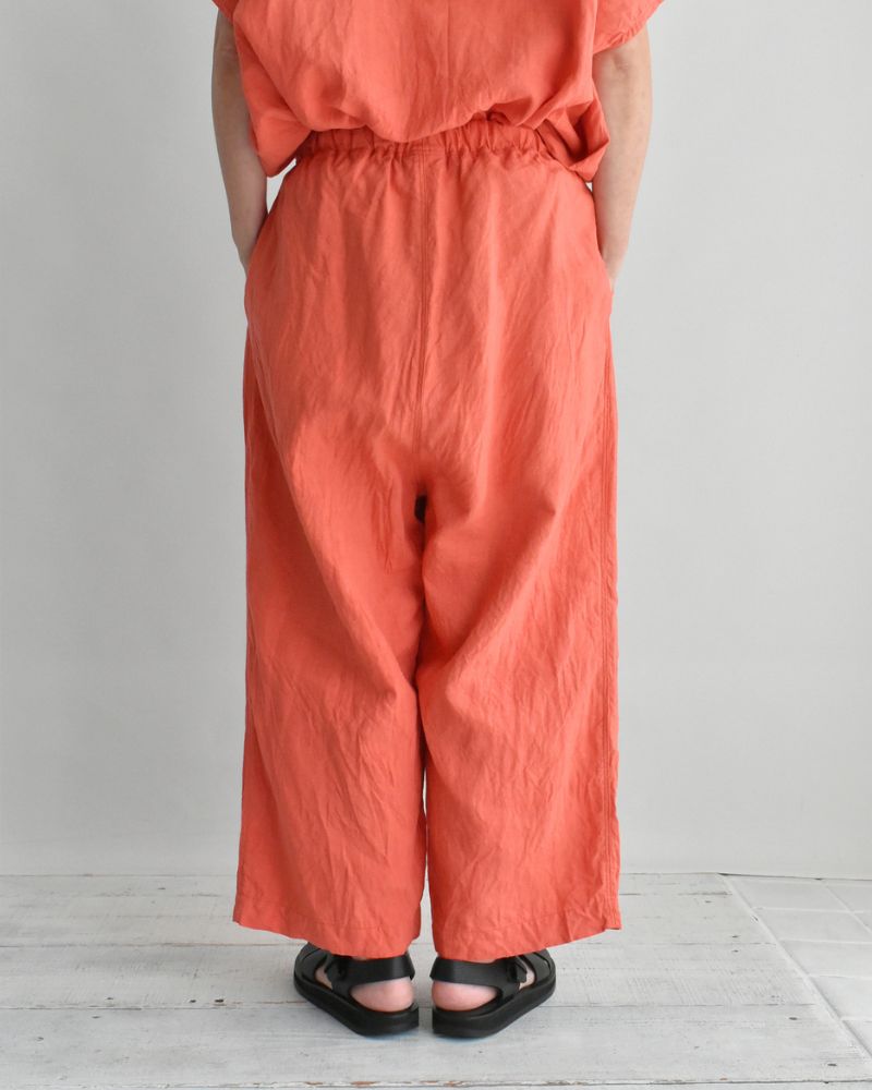 French Linen Wide Pants in Orange