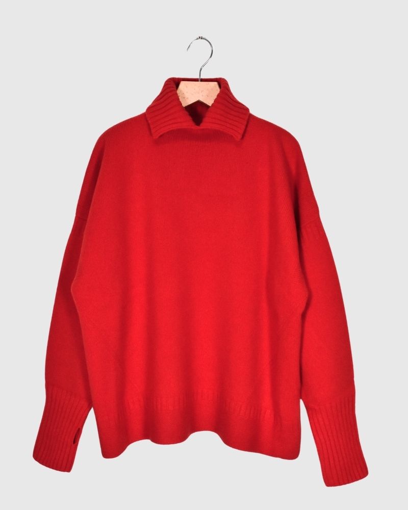 LLUU 2-way Turtleneck Knit in Red