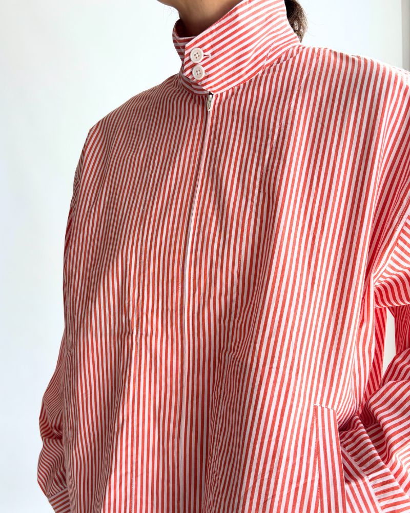 POPLIN STRIPE DRIZZLER JACKET in OrangeStripe