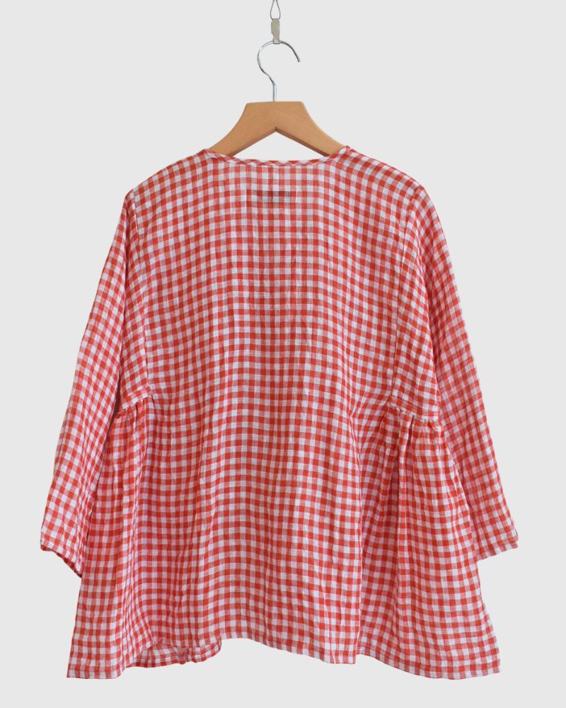 Gingham Check Cache-coeur Blouse in RedCheck