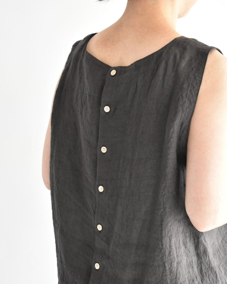 2-Way Sleeveless Blouse (Linen) in Brown