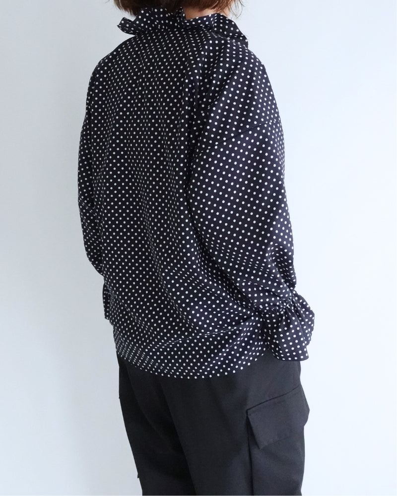 Dot Frill Blouse in Navy