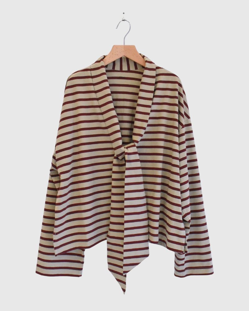 Taco Cotton Border Tie Royal in Beige/Bordeaux