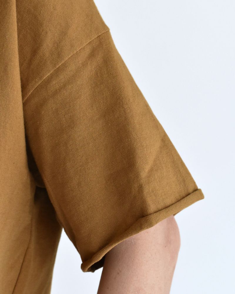 Half-Sleeve Drawstring T-shirt in DarkCamel