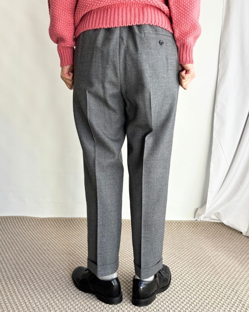 ROBIN-WO Center Pleated Tapered Pants in Gray