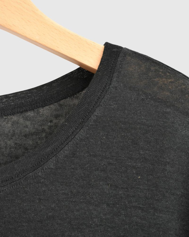 Linen T-shirt in Black