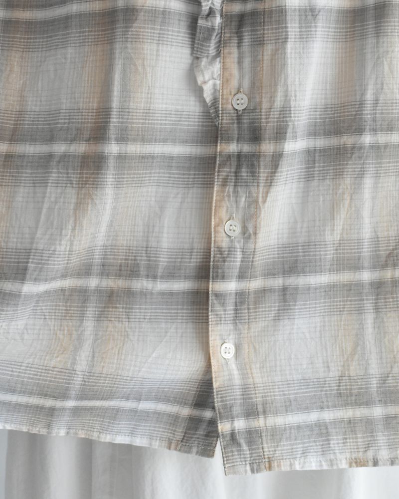 Light Madras Ruffle Blouse in Light Charcoal