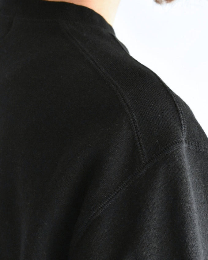 Recycle/Organic Henley Neck Sweatshirt in Black
