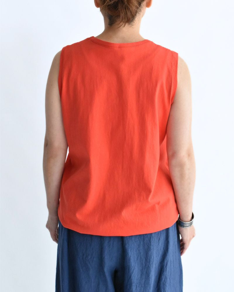 Sleeveless Drawstring T-shirt Orange