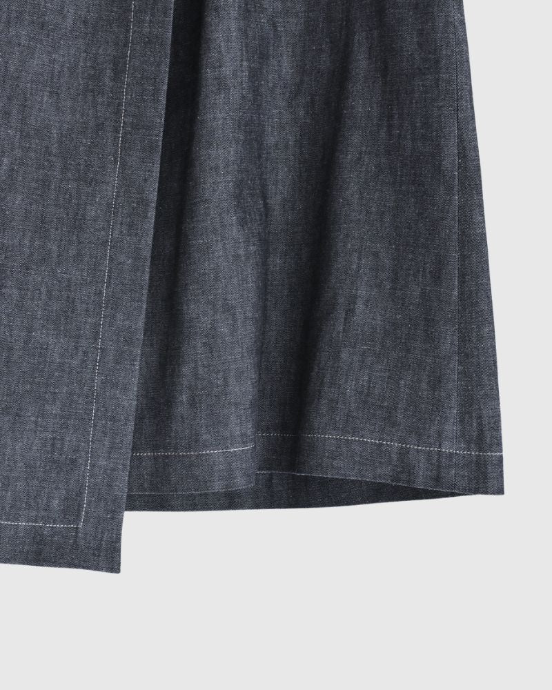 HEART-DENIM Asymmetrical Wrap Skirt in Indigo