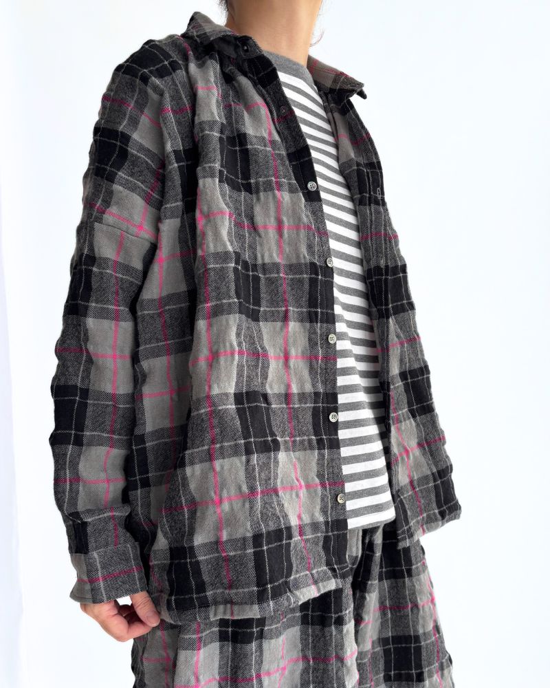 Cotton wool check shirt in Gray