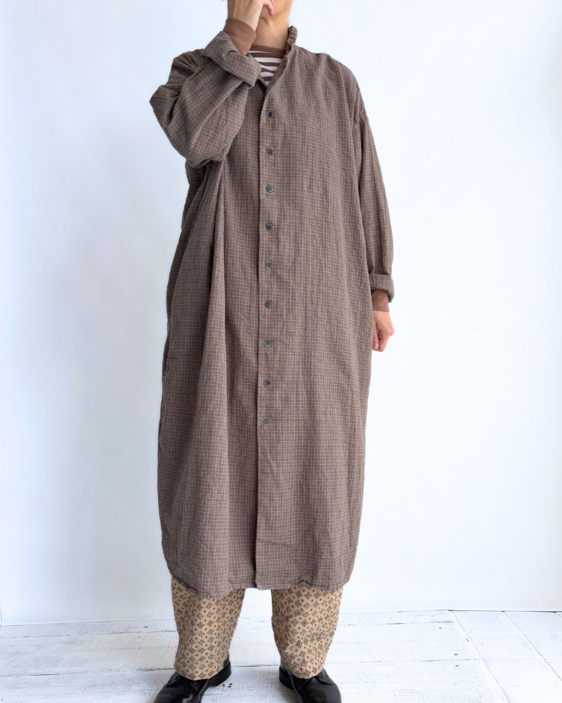Gizandi Jersey Striped Long Tee in Brown/Off