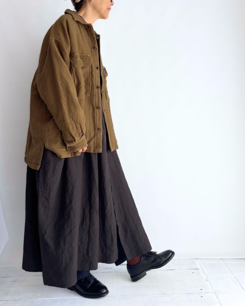 TEORI Cotton Herringbone Jacket in KhakiBrown