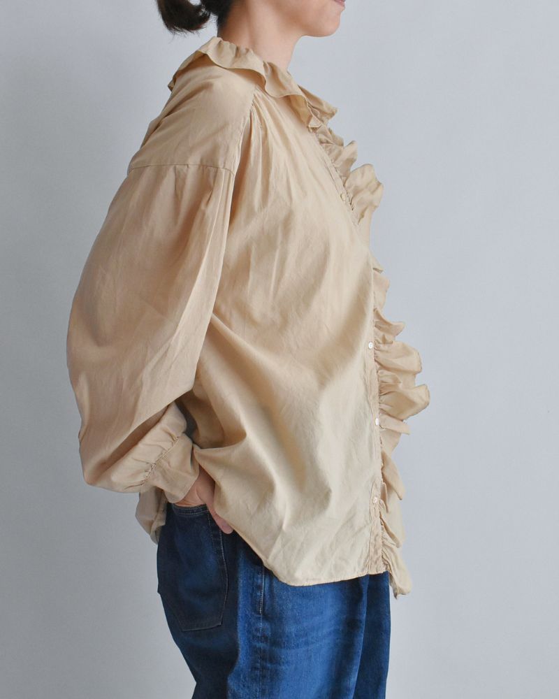 Ruffle Blouse in Beige