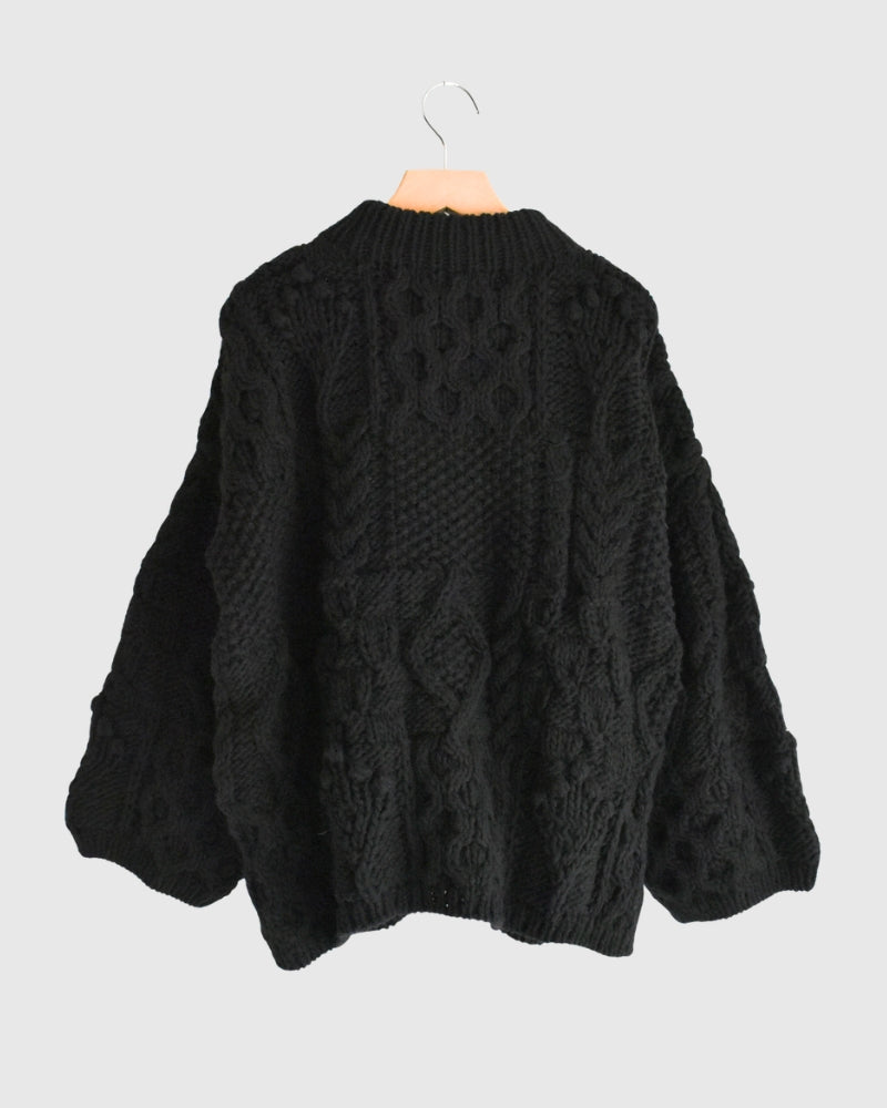 Peru Hand Knit Pullover in Black