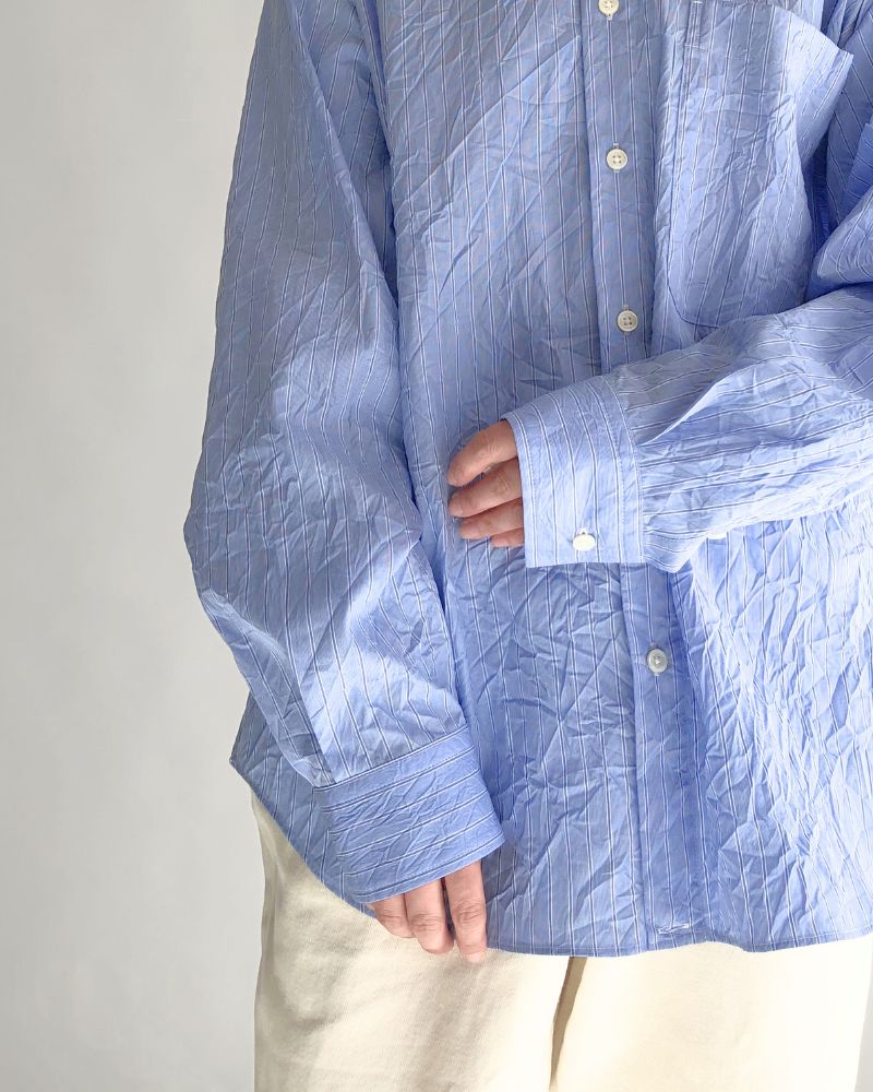 CLEA-CC 2-Way Regular Collar Shirt in SaxStripe