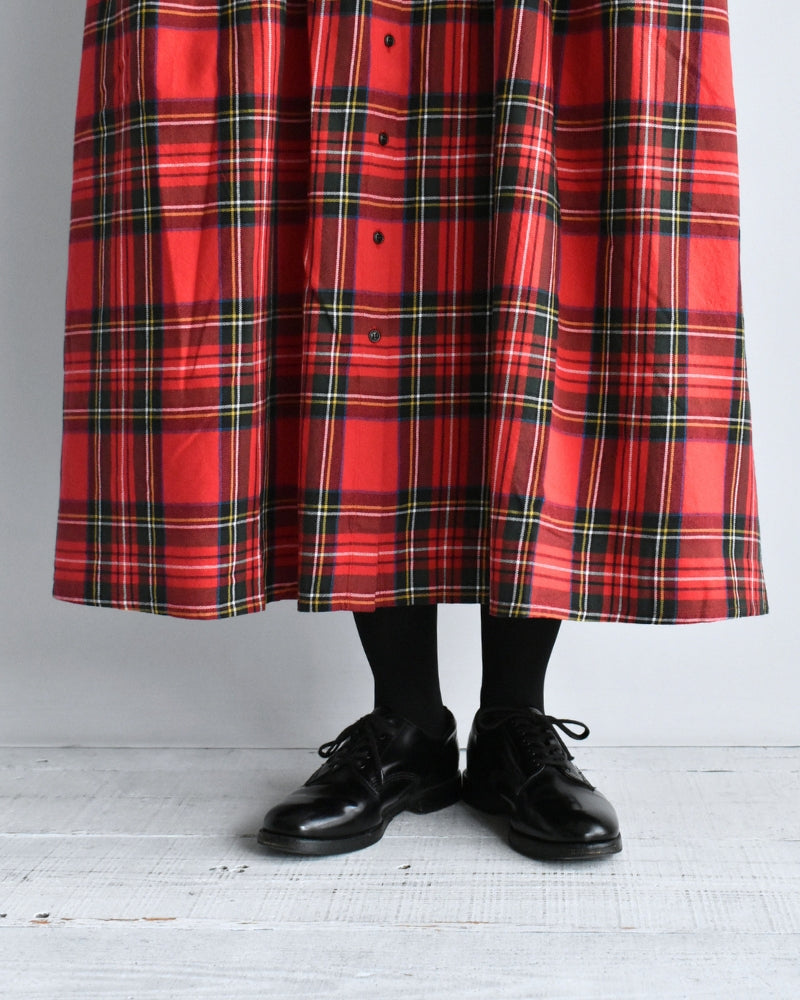 Indigo Tartan Foundation Shirt Dress in Red