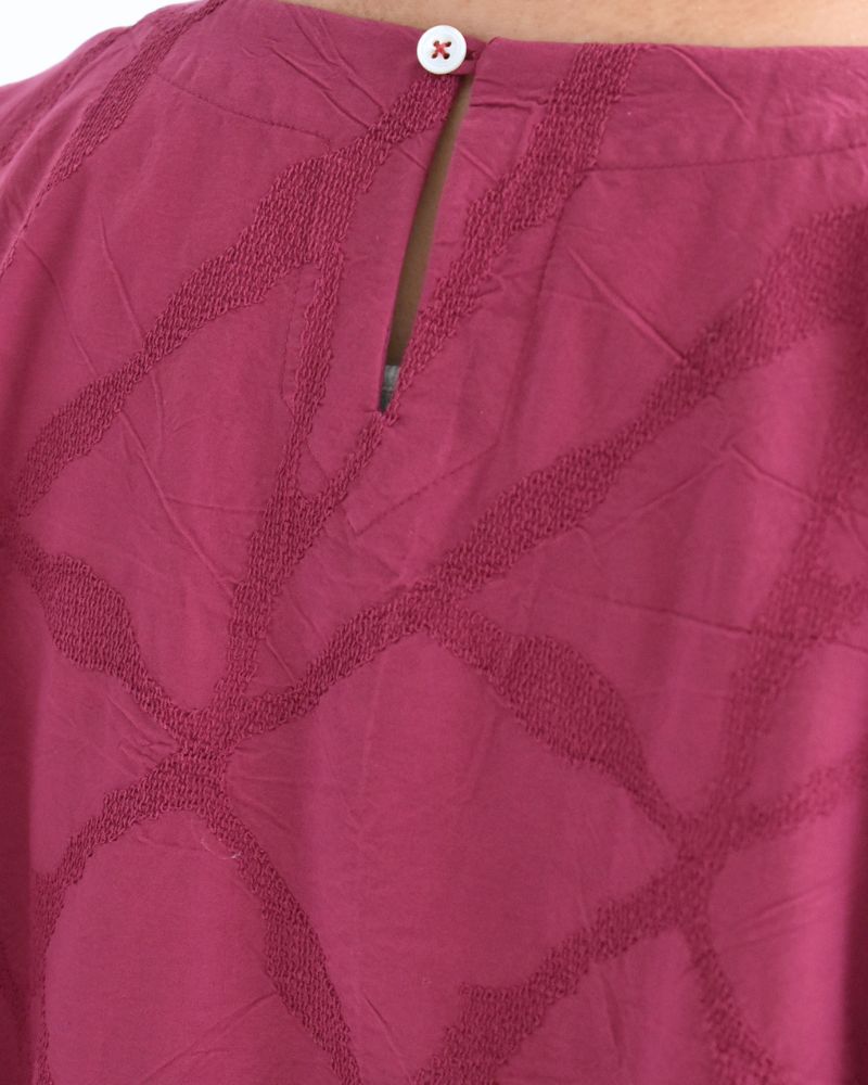Panel Pullover Blouse (Embroidered) in Rose