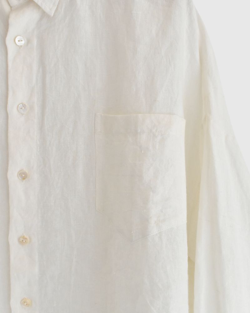 Handwoven 60×60 Linen Square Shirt in White