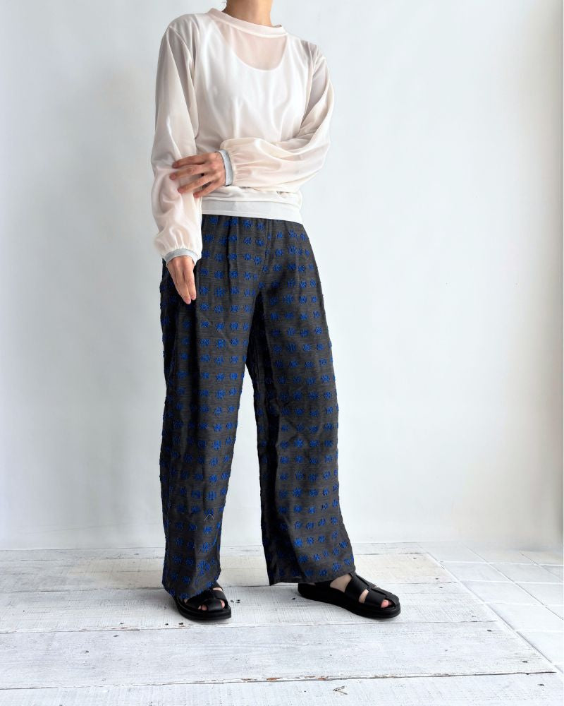 Jacquard Wide Pants in Charcoal