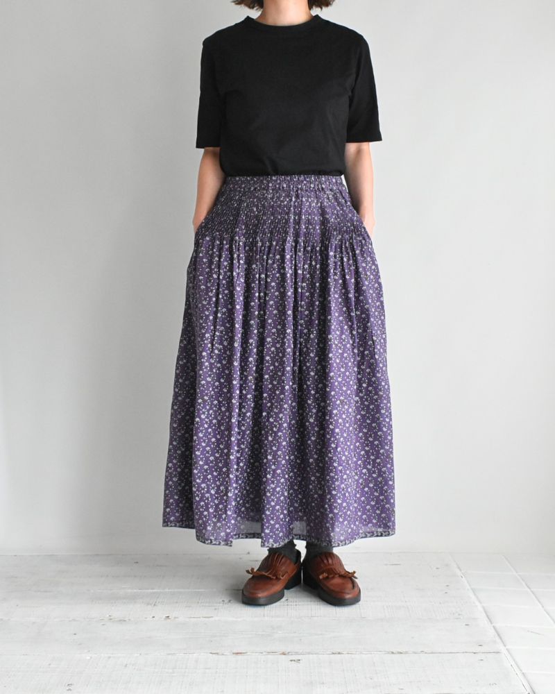Rajasthan Tuck Gathered Skirt with Lining in Purple