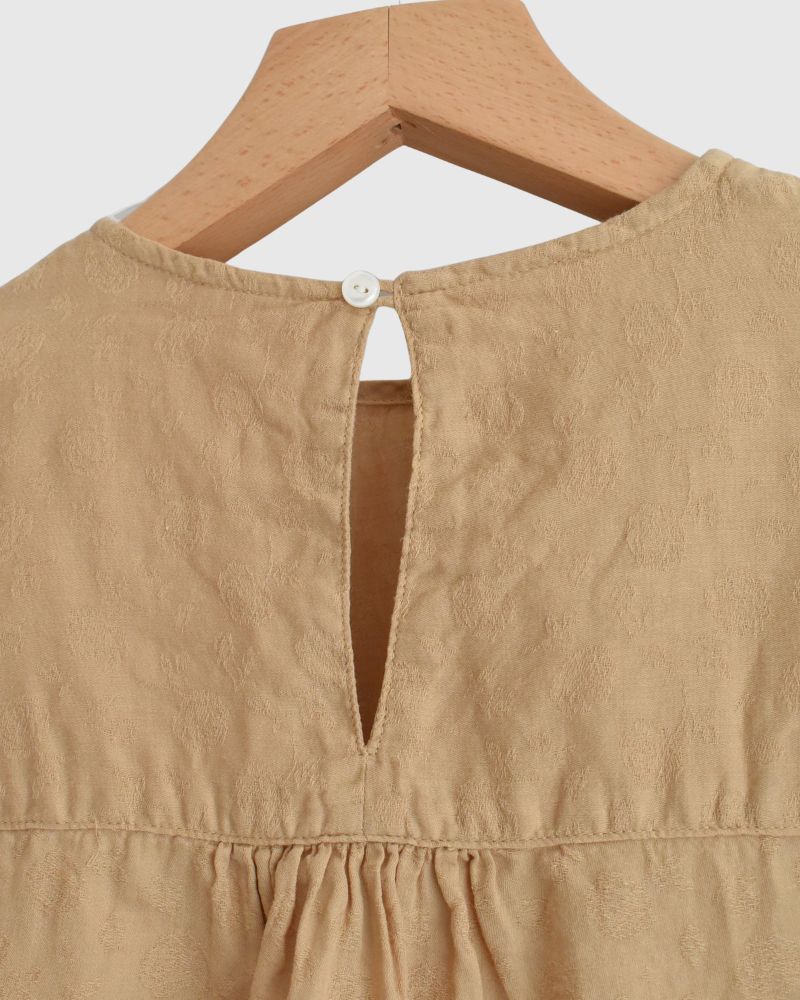 ANTIQUE ROSE JACQUARD MODERNIST BLOUSE in AntiqueBeige