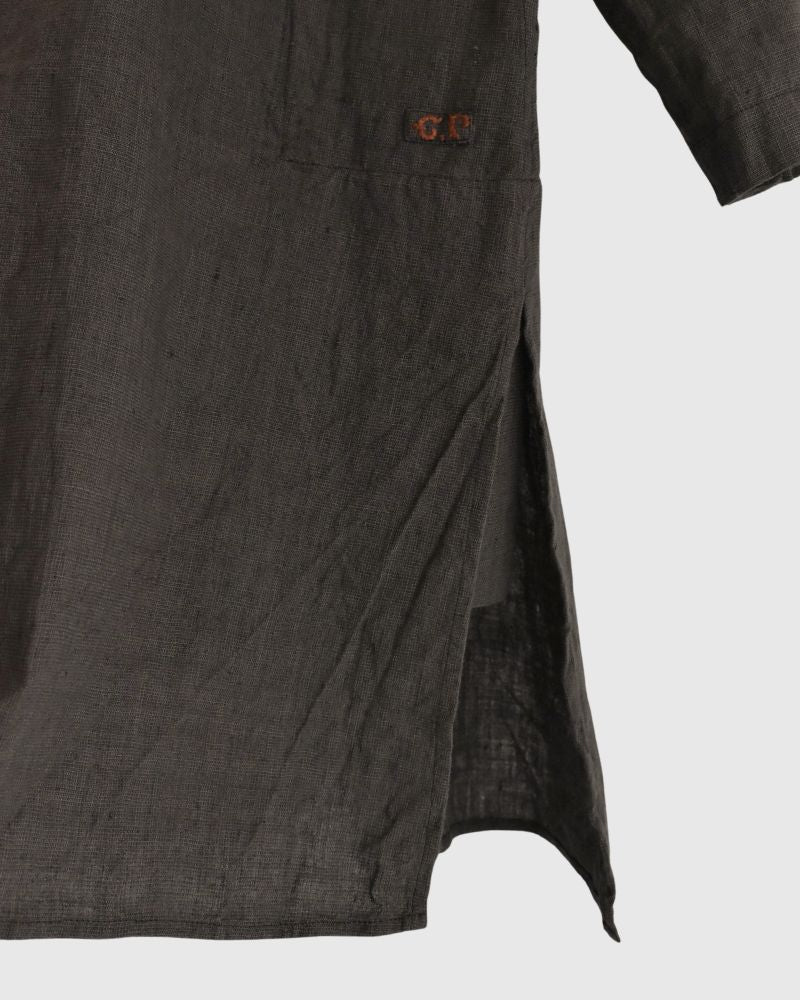 Hand Span Cotton Linen Kameez Tunic in DarkBrown