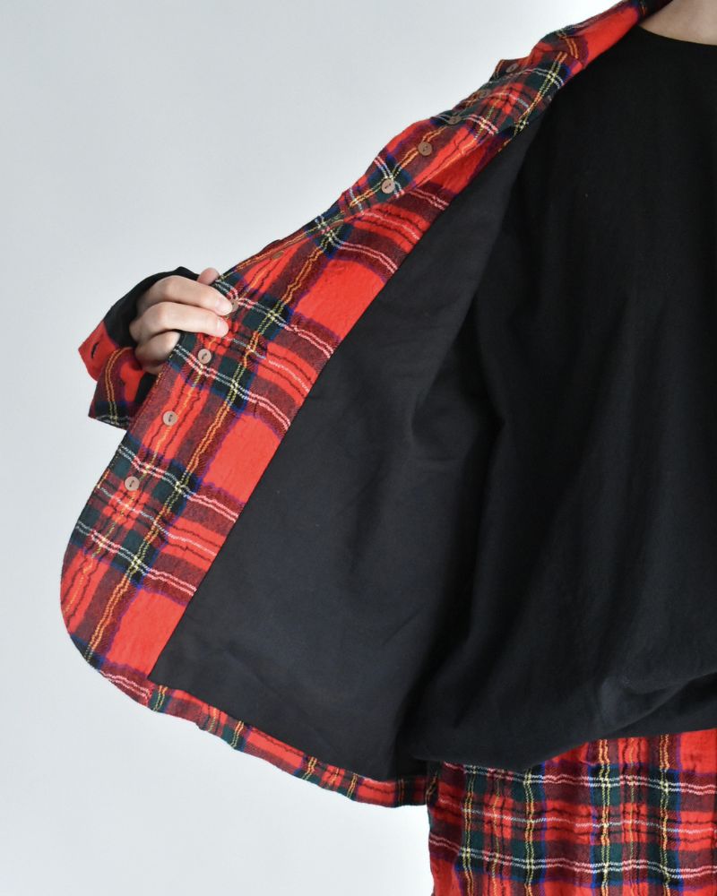 Cotton Wool Tartan Check Jacket in Red
