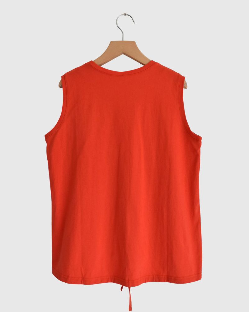 Sleeveless Drawstring T-shirt Orange
