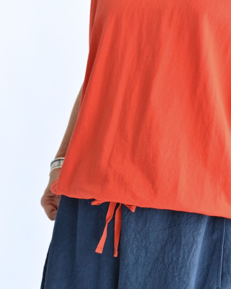 Sleeveless Drawstring T-shirt Orange