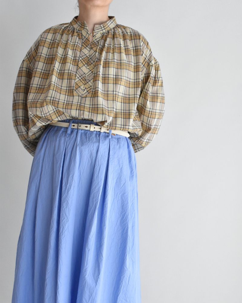 Check Henley Shirt in Beige/Navy Check
