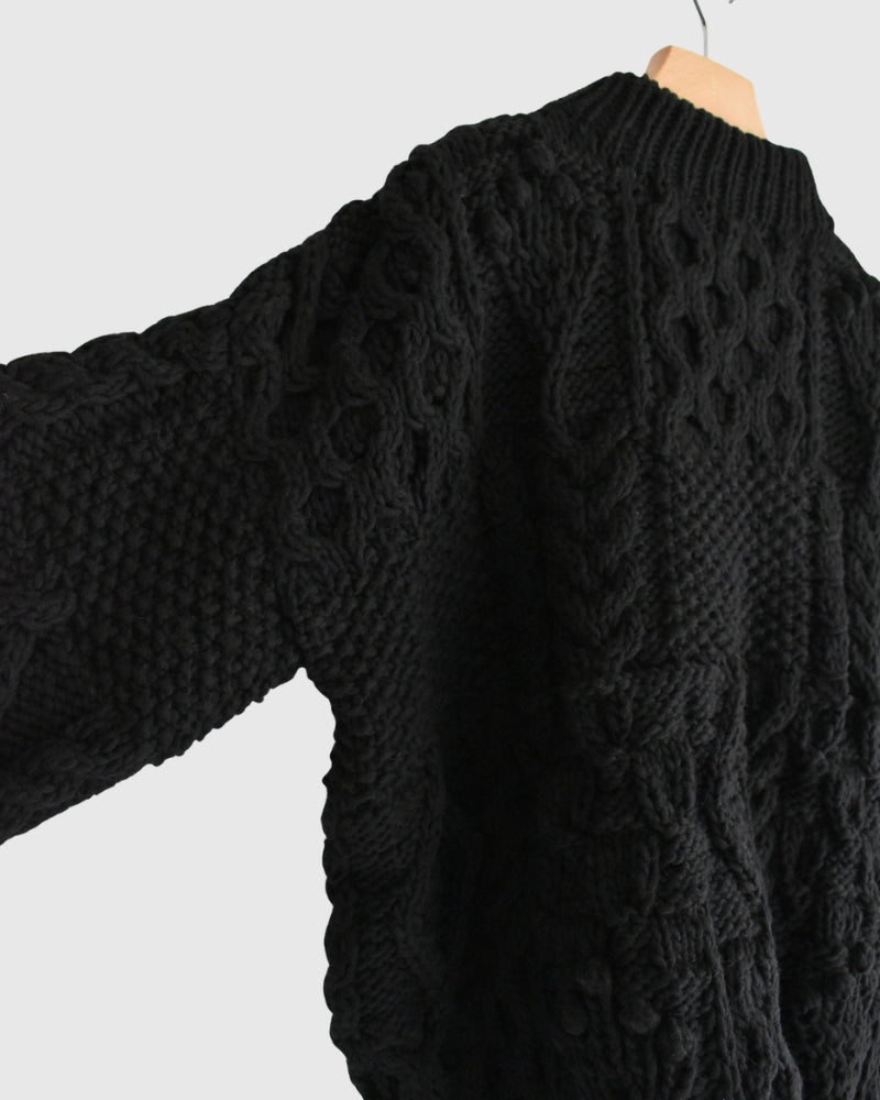 Peru Hand Knit Pullover in Black