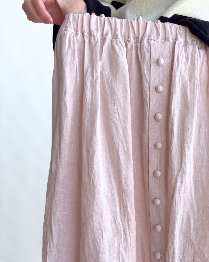 French Linen Skirt in Pink