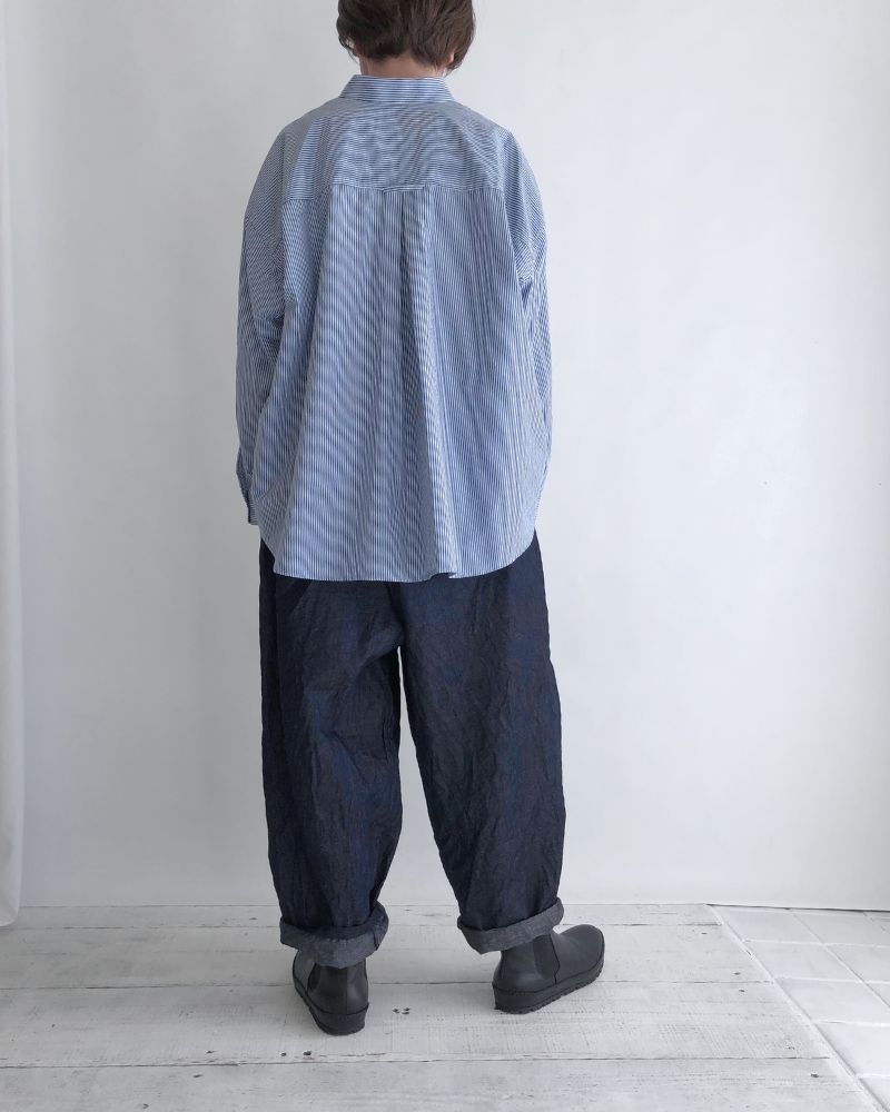 Regular Collar Big Shirt in Sax/Navy