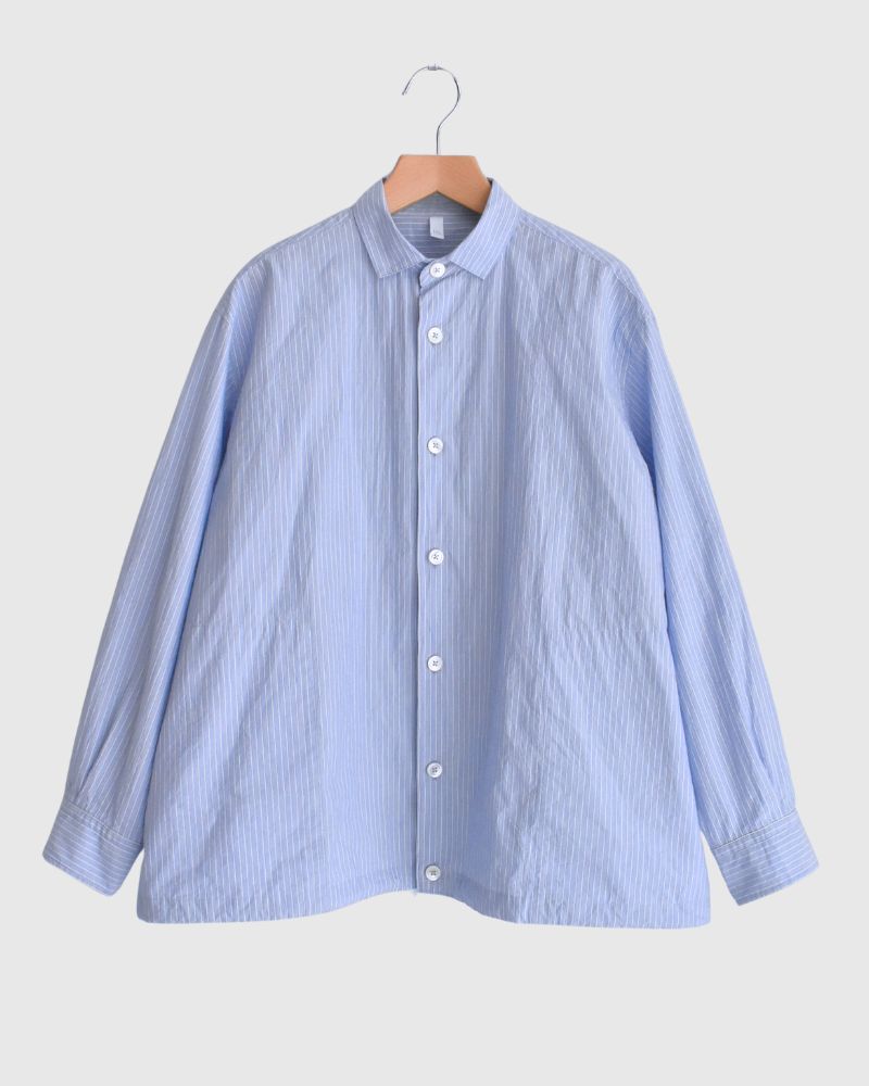 Drawstring shirt in White/Sax Stripe