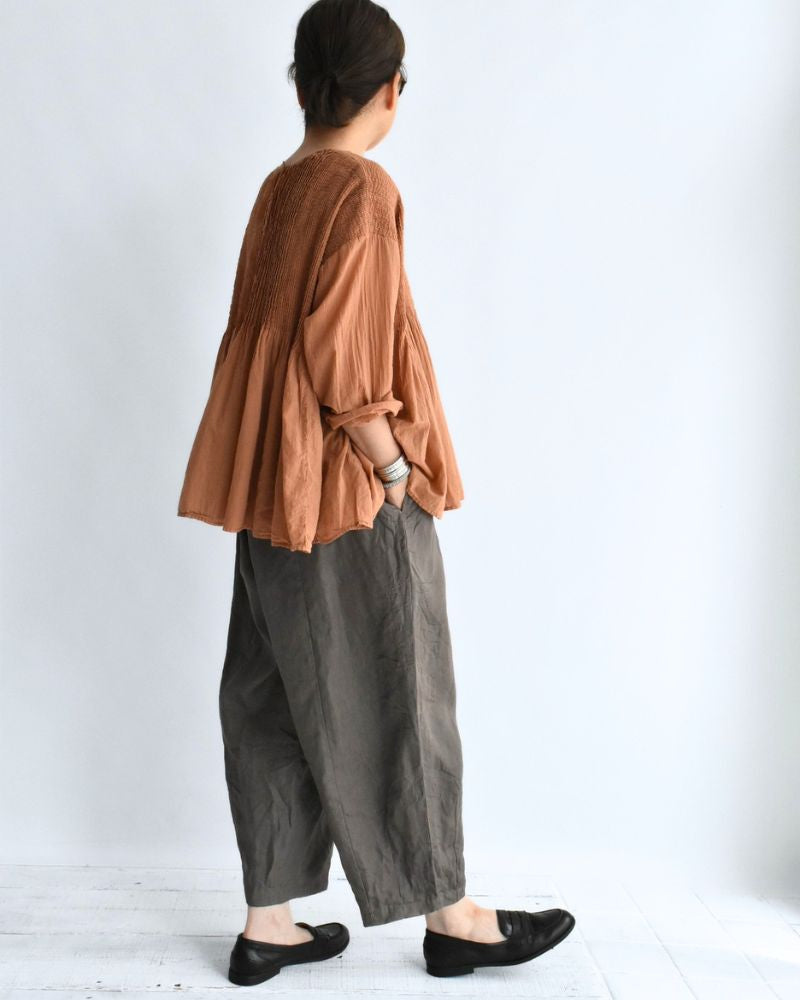 Crew-Neck 3/4 SL Shirt with Mini Pintuck in DarkOrange