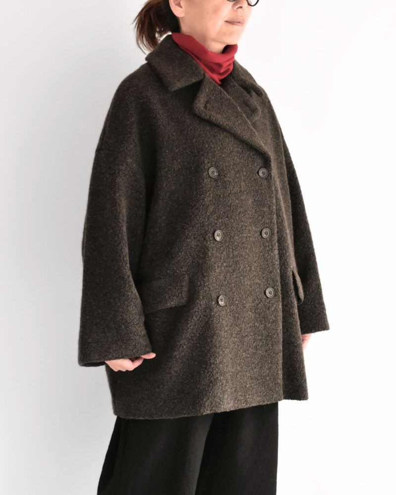 DOUBLE OVER COAT in DarkBrown